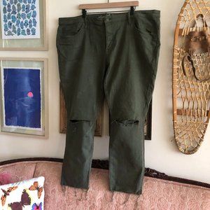 Universal Thread 26 Skinny Jeans Olive Ripped Knee